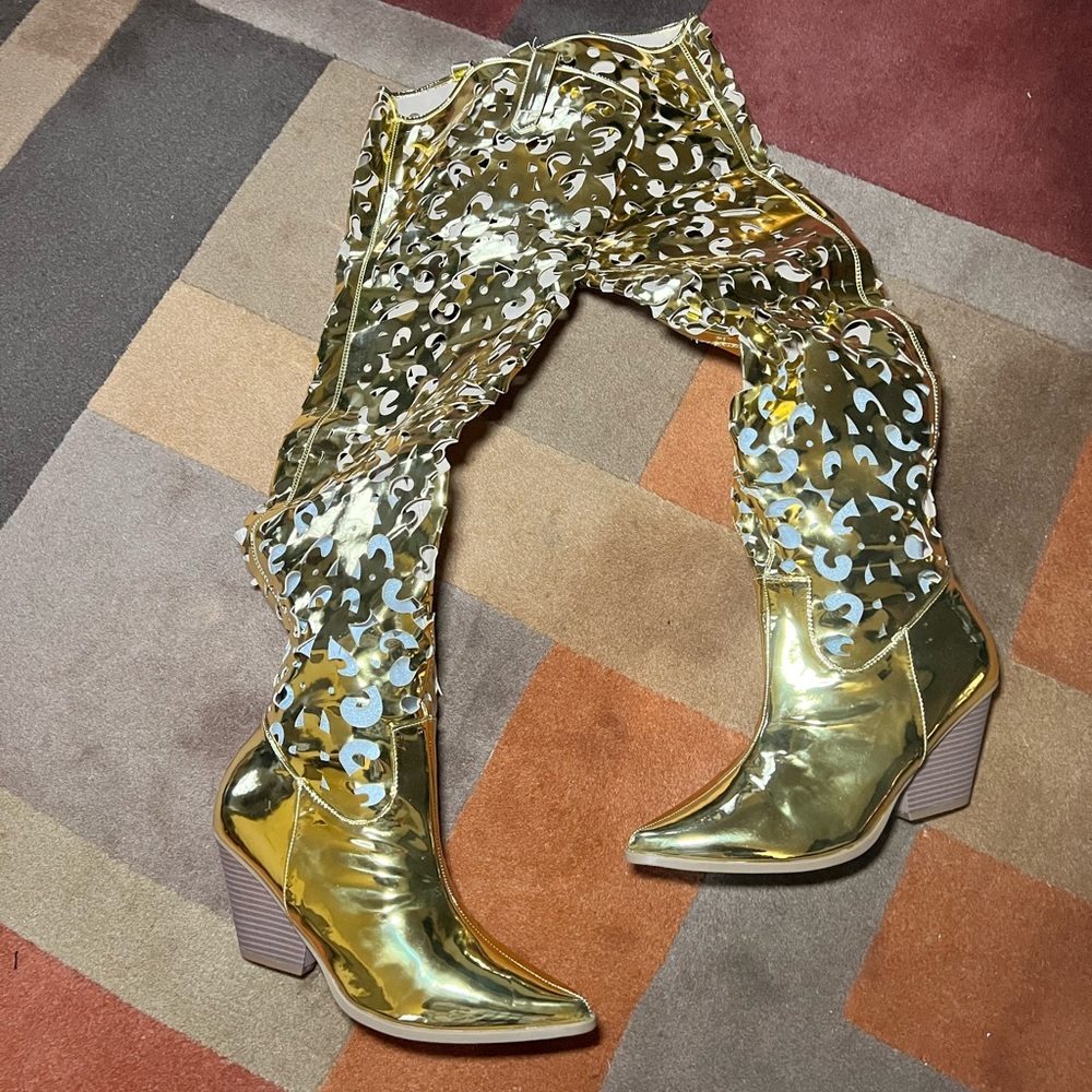 Gold cowboy boots